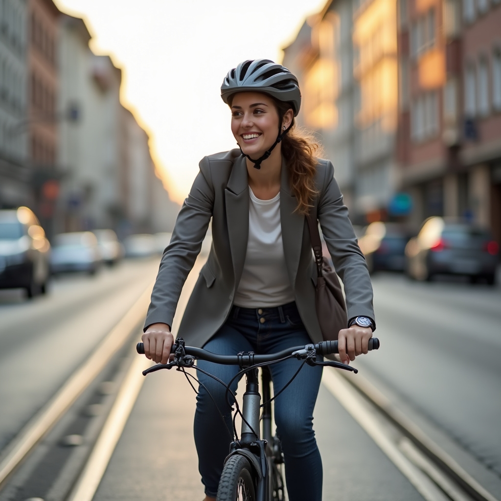 Gradski ciklista vozi biciklom u Zagrebu